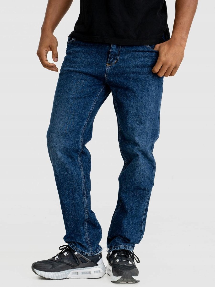 SPODNIE JEANS MĘSKIE REGULARNE Klasyczne DENIM PROSTE JIGGA NIEBIESKIE 34