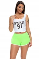 Spodnie sportowe damskie - SZORTY Damskie SPORTOWE Wygodne SPODENKI Zielone L - miniaturka - grafika 1