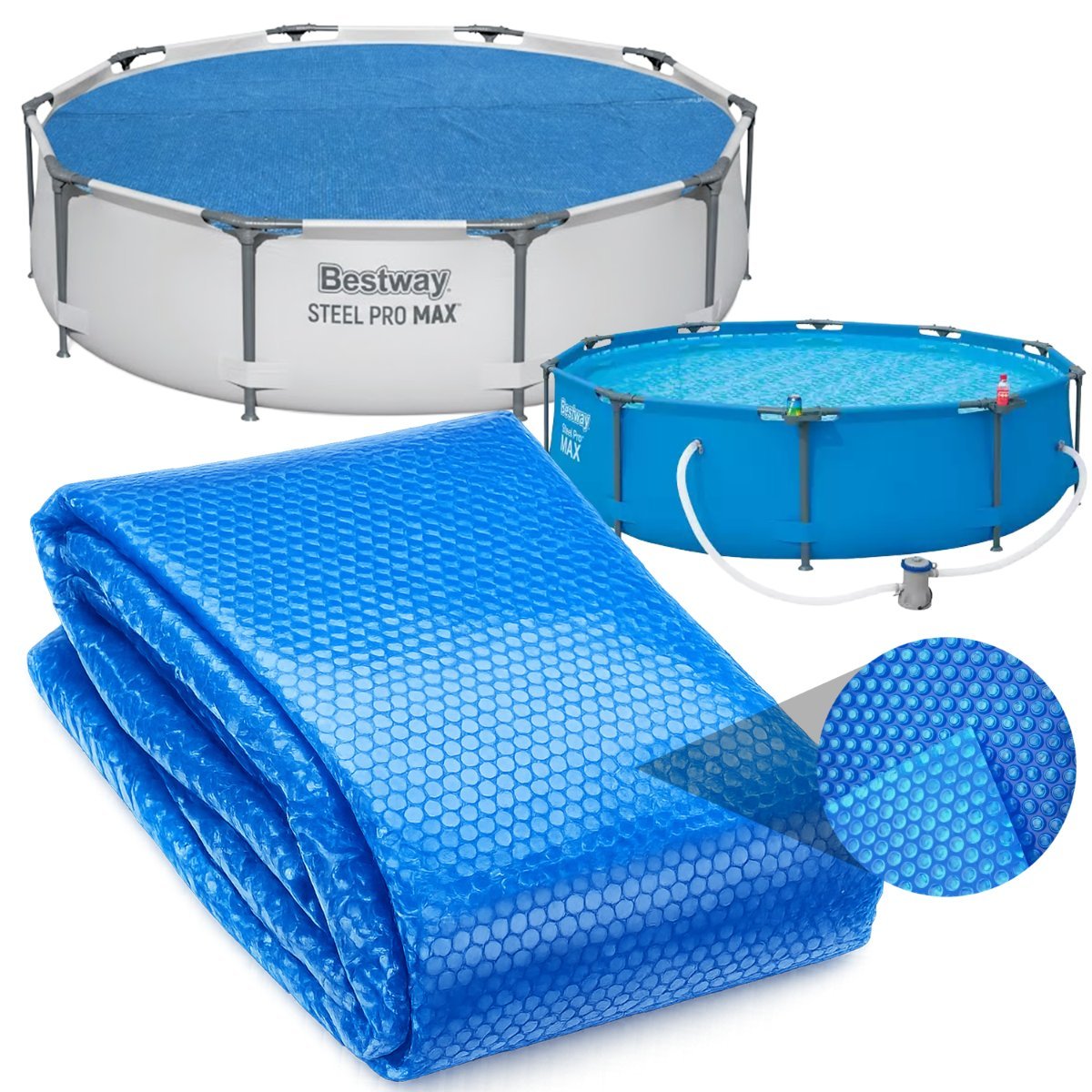 Bestway pokrywa termiczna osłona mata fola solarna  steel pro max 305x76cm