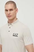 Koszulki męskie - EA7 Emporio Armani polo męski kolor beżowy gładki - miniaturka - grafika 1