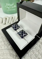 Spinki do mankietów i krawatów - SPINKI DO MANKIETÓW kwadratowe niebieskie srebrne - miniaturka - grafika 1