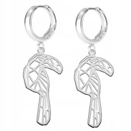 Kolczyki - Kolczyki Srebrne 925 Rajski Ptak Ażurowe Blaszki Origami Tukan Długie Ptaki - miniaturka - grafika 1