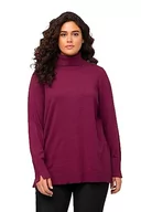 Swetry damskie - Ulla Popken Damski sweter z golfem, szerokie prążkowane ściągacze, sweter z długim rękawem, rubinowy, 42/44 - miniaturka - grafika 1