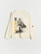 Koszulki dla chłopców - Reserved - Longsleeve Star Wars - złamana biel - miniaturka - grafika 1