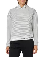 Bluzy damskie - Armani Exchange Damska bluza z kapturem z logo Signature Striped Jersey, czarny/biały, M - miniaturka - grafika 1