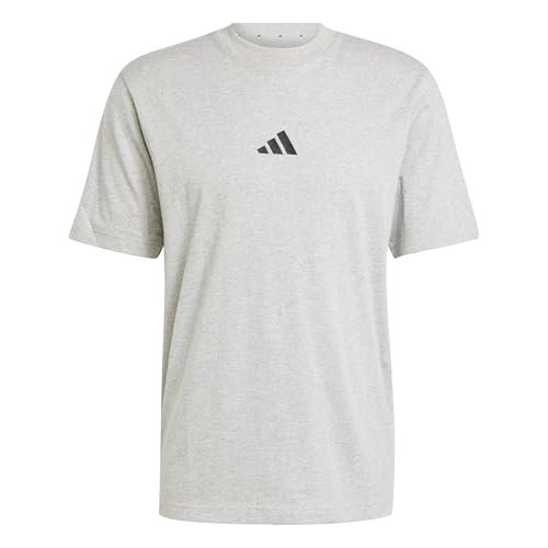 adidas Mężczyźni ESSENTIALS SMALL LOGO SINGLE JERSEY TEE, medium grey heather/black, L