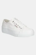 Trampki damskie - Calvin Klein Jeans tenisówki VULC FLATFORM CTN LOGO TAG kolor biały YW0YW01838 - miniaturka - grafika 1