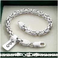 Bransolety męskie - GRUBA BRANSOLETKA MĘSKA SPLOT KRÓLEWSKI, SREBRO PRÓBA 925, 23cm/5mm GRAWER - miniaturka - grafika 1