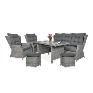 Meble technorattanowe TRIVENTO 3 DINING + PUFY Stone Grey - Focus Garden - Meble ogrodowe - miniaturka - grafika 1
