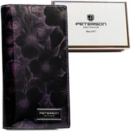 Portfele - Portfel Damski Skórzany Peterson Lakierowany Długi Z Suwakiem Na Zewnątrz RFID PTN-PS1431 FIOLETOWY 19,5 x 10 x 3,5 [cm] - miniaturka - grafika 1