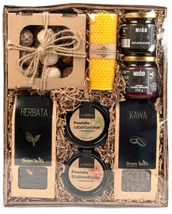 Kosz Prezentowy, Zestaw Słodyczy, Herbata, Kawa, Produkty Miodowe Premium - Zestawy upominkowe - miniaturka - grafika 1