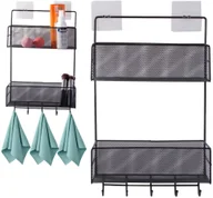 Półki łazienkowe - Organizer metalowy zawieszany półka wisząca kuchenna do łazienki wieszak - miniaturka - grafika 1