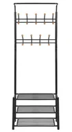 Wieszaki i stojaki - Czarny stojak na ubrania z półkami na buty C2-H46 - miniaturka - grafika 1