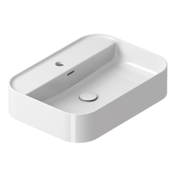Ravak Prostokątna umywalka ceramiczna nablatowa z półką Ceramic 550 R Slim Shelf biały połysk 1szt