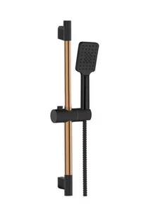 Invena ZESTAW NATRYSKOWY 67,8 cm, wąż 150 cm czarny mat/różowe złoto-miedź MIDNIGHT AU-35-014 - Zestawy prysznicowe - miniaturka - grafika 1