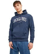 Bluzy męskie - Bestseller A/S Męska bluza z kapturem JJEJOSH Sweat Hood NOOS, granatowa marynarka, XL, granatowy blezer - miniaturka - grafika 1