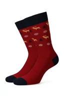 Skarpetki męskie - Lancerto, Skarpety bordowe w renifery i śnieżynki, rozmiar 44/46 - miniaturka - grafika 1
