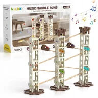 Zabawki interaktywne dla dzieci - Zabawka edukacyjna Tor muzyczny kulkowy Montessori 106 elementów - miniaturka - grafika 1