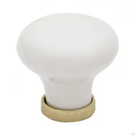 Klamki - Gałka meblowa 24136 Porcelanowa biała mosiężna - miniaturka - grafika 1