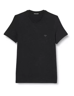 Koszulki męskie - Emporio Armani Męski T-shirt Crew Neck Warm wiskoza, czarny, L - grafika 1