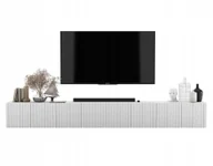 Szafki RTV - Nowoczesna Komoda Rtv Glamour Wisząca Szafka Rtv Glamour Biały Mat 300 cm - miniaturka - grafika 1