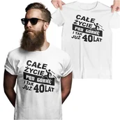 Gadżety dla niej i dla niego - Koszulka na urodziny na 40 czterdziestkę z nadrukiem Całe życie pod górkę i tak już 40 lat - miniaturka - grafika 1