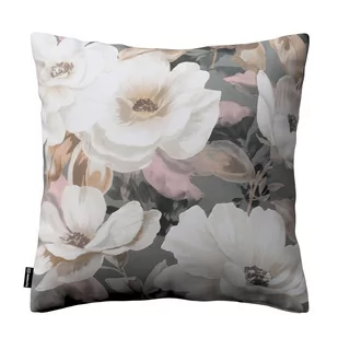 Dekoria Poszewka Kinga na poduszkę kremowe i różowe kwiaty na szarym tle 50 × 50 cm Gardenia 102-142-13 - Poszewki na poduszki - miniaturka - grafika 1