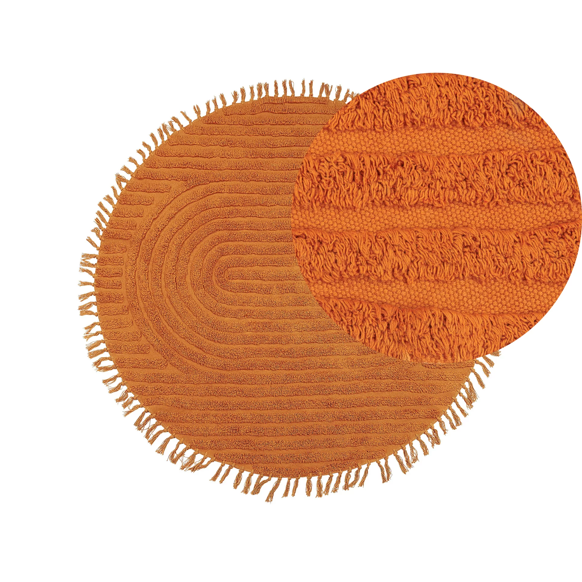 Lumarko Dywan okrągły bawełniany ø 140 cm pomarańczowy HALFETI