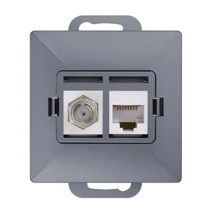 Gniazdo antenowe typu F z komputerowym RJ45 antracyt PERŁA 9002701 ABEX - Gniazdka elektryczne - miniaturka - grafika 1