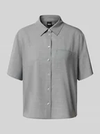 Bluzki damskie - Bluzka koszulowa o kroju comfort fit z czystej żywej wełny - miniaturka - grafika 1