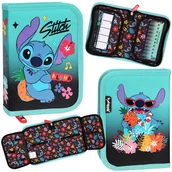 Piórniki - DISNEY Stitch Miętowy piórnik DWUKLAPOWY bez wyposażenia, ROZKŁADANY piórnik szkolny dla dziewczynki - miniaturka - grafika 1