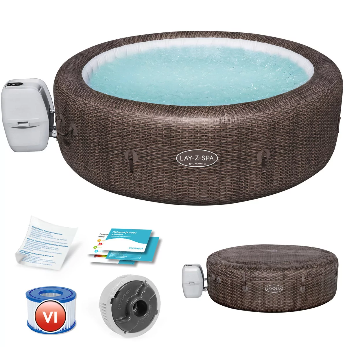 Bestway 60023 spa/wanna z hydromasażem Brązowy, Biały 1190 l Okrągły, Basen 6942138975932