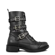 Botki damskie - trzewiki damskie ALTERCORE czarne 10-dziurkowe z klamrami (KOLETA VEGAN BLACK)-38 - miniaturka - grafika 1