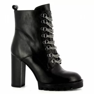 Czarne botki na słupku skórzane CARINII - Carinii - Botki damskie - miniaturka - grafika 1