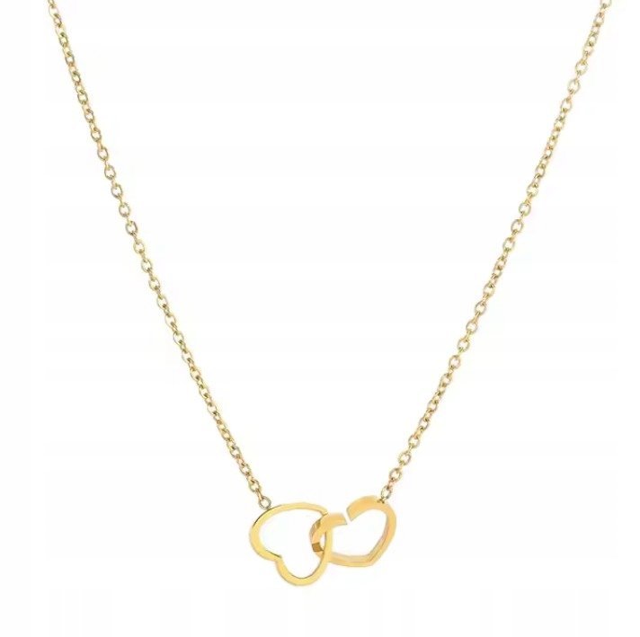 Naszyjnik Podwójne Serce Serduszko Celebrytka Biżuteria Stal Ch 316L