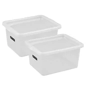 Pudła i pojemniki do przechowywania - Zestaw 2 pojemników z pokrywą Basic 18l - miniaturka - grafika 1