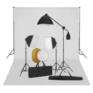 vidaXL Zestaw studyjny Zestaw studyjny z lampami softbox tłem i blendami 3067066 - Lampy studyjne - miniaturka - grafika 1