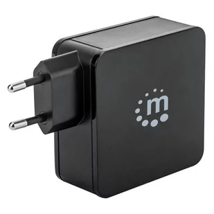 Manhattan Ładowarka Sieciowa Power Delivery 3.0 USB-C 45W 5-20V) USB-A 5V 2.4A Czarna - Ładowarki do telefonów - miniaturka - grafika 2