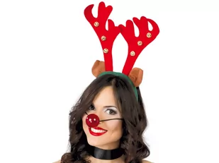 Guirca Opaska Rogi renifera z dzwoneczkami - 1 szt. GU42096 - Pozostałe akcesoria świąteczne - miniaturka - grafika 1