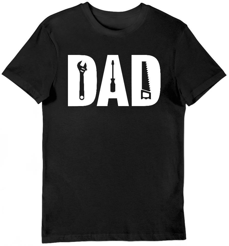 Koszulka męska napis DAD z narzędziami czarna L
