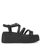 Sandały damskie - Tommy Jeans Sandały Tjw Wedgy Strappy Sandal EN0EN02756 Czarny - miniaturka - grafika 1