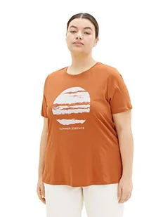 TOM TAILOR Damska koszulka Plussize ze wzorem serca, 31650 - Terakota Brown, 52 - Koszulki i topy damskie - miniaturka - grafika 1