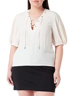 Bluzki damskie - Pinko Damska bluzka Benigno Crepe De Chine T-shirt, N96_fumo White, 34 - miniaturka - grafika 1