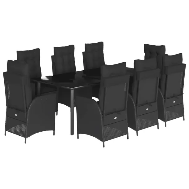 Zestaw mebli ogrodowych 200 x 100 x 74 cm, czarny, rattan PE, stal malowana