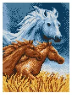 Pasmanteria - Kanwa z nadrukiem konie (5045) - miniaturka - grafika 1