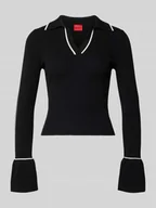 Swetry damskie - Bluzka o kroju slim fit z dzianiny z mieszanki wiskozy model ‘SAMUR’ - miniaturka - grafika 1