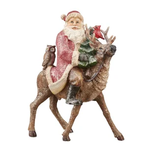 Mikołaj Na Reniferze Figurka Świąteczna 28 Cm Givre VILLA ITALIA - Ozdoby bożonarodzeniowe - miniaturka - grafika 1