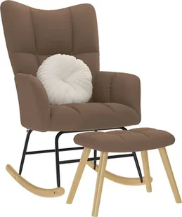 VidaXL Fotel bujany z podnóżkiem, brązowy, obity tkaniną - Fotele - miniaturka - grafika 1
