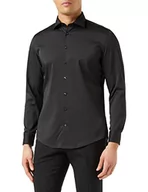 Koszule męskie - Seidensticker Męska koszula biznesowa – koszula bez prasowania o wąskim kroju – slim – długi rękaw – kołnierz kent – mieszanka syntetyków, czarny, 38 - miniaturka - grafika 1