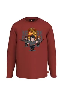 Bluzki dla chłopców - Lego longsleeve bawełniany dziecięcy Harry Potter kolor czerwony z nadrukiem - grafika 1